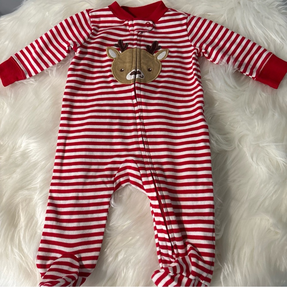 Carter’s One Piece Reindeer Bodysuit Red & White 3 M NWOT